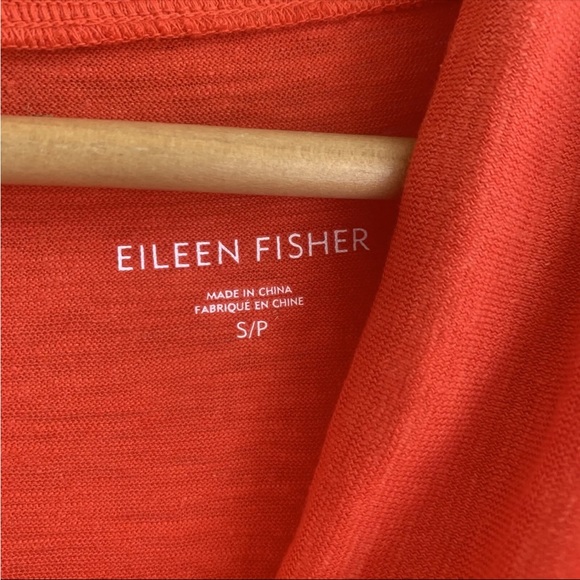 Eileen Fisher Organic Hemp Cotton Blend Shift Dress size Small Orange Cowl Neck - Picture 8 of 11